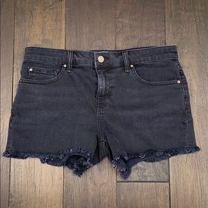 Black denim shorts